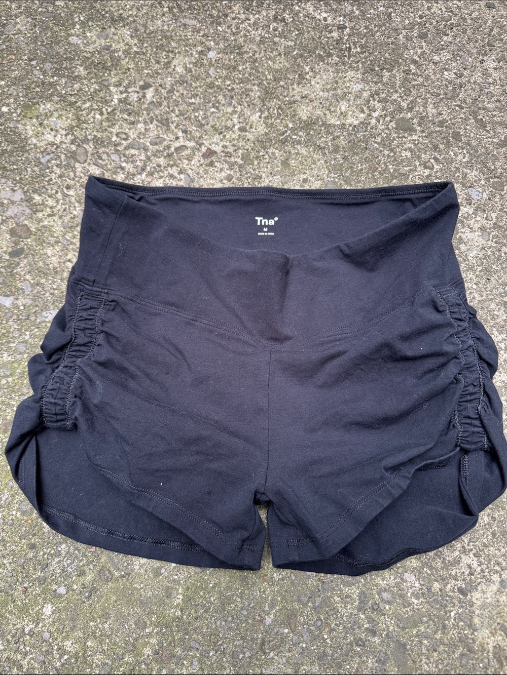 TNA Black Ruched Side Athletic Shorts
